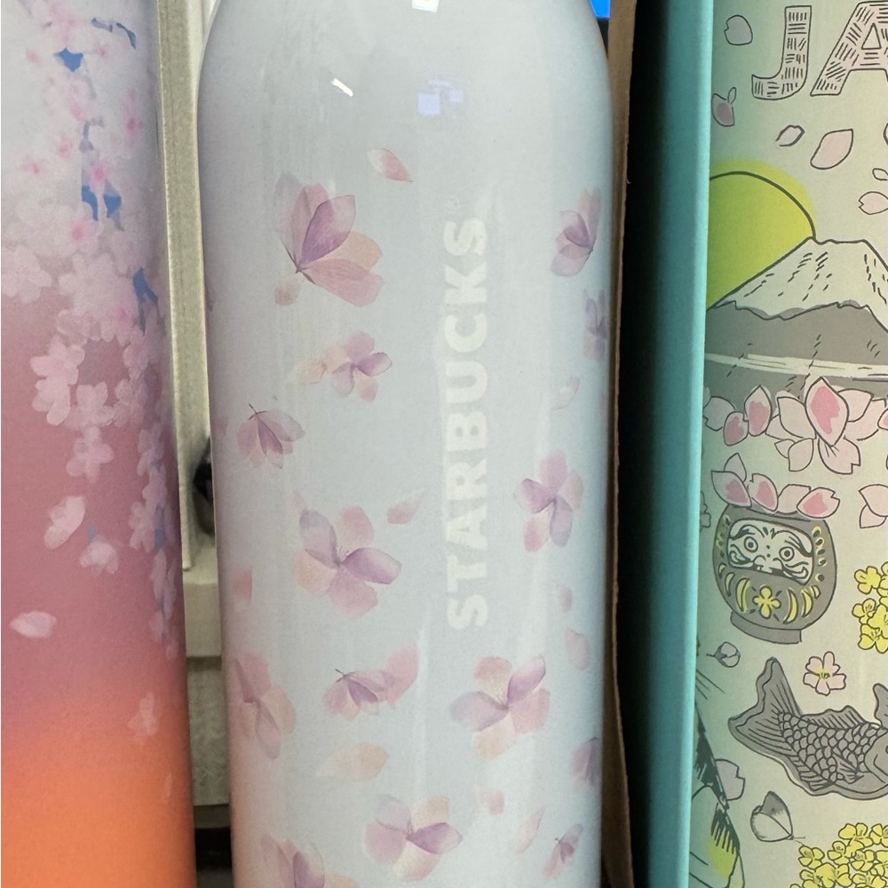 Starbucks White Floral Water Bottle